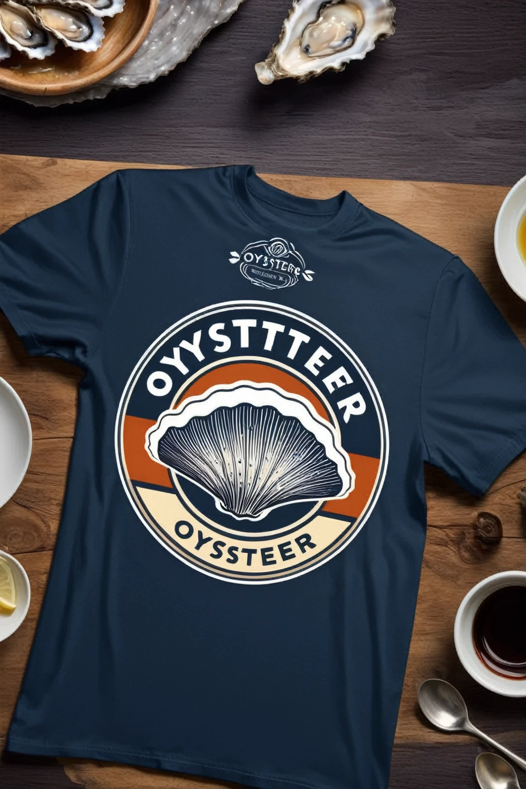 oyster restaurant logo, the logo represents a retro style oyster, simple logo with 3 color palette , nice color combination, the logo is classic simple and chic, the logo can be easily printed on caps or polo shirts. the logo inspires confidence and makes you want to taste oysters,