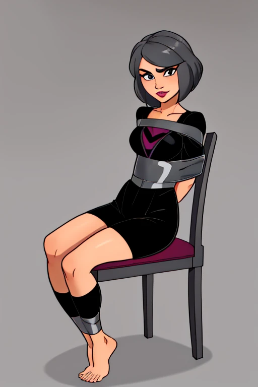 Flat color, solo, full body, A Sexy 18 year old . Ramdom outfit, (([perfect body])), perfect face, beautiful,ramdom color eyes, random color hair, random cut hair, masterpiece,  highly detailed, barefoot,sit tied to a chair,
 solo, looking at viewer, very sexy seductive,
([Vanessa( :0)Hudgens|avi love|Emma( :0)Watson]:0.85), hands behind back,
((([Dark grey background])))
BREAK
score_9, score_8_up, score_7_up, score_6_up  
xvision style,