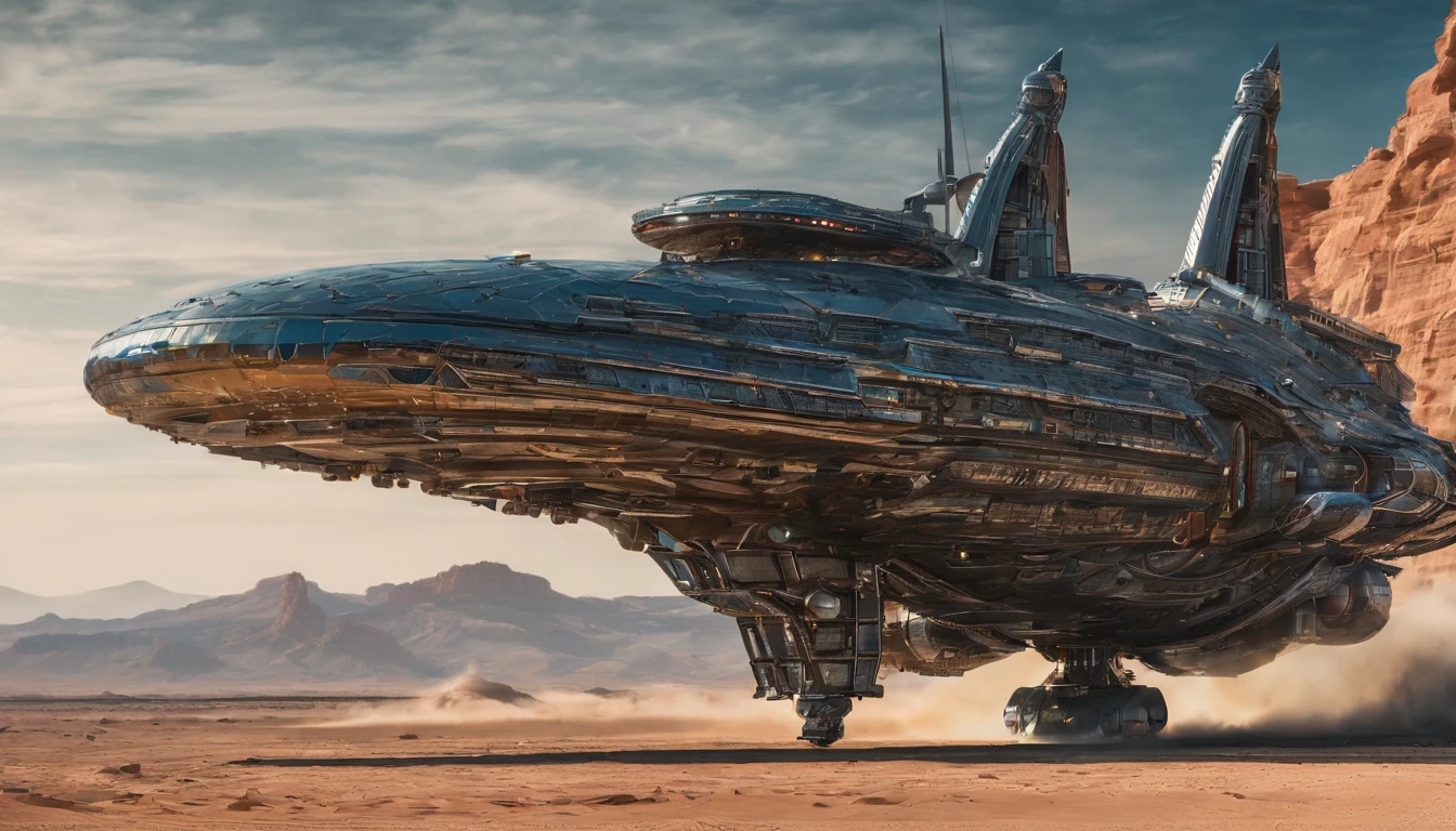 In this awe-inspiring blend of steampunk-inspired and futuristic elements, a unique starship takes center stage, designed by the genius imaginations of Jules Verne, Leonardo Da Vinci, & Benjamin Franklin. The starship is an amalgamation of iconic vehicles from different eras, including a 1980 Lamborghini, a 1960s Shelby Mustang, and a 1974 Winnebago. The ship's journey through the vast expanse near a Saturn-Earth-esque planet is brought to life in stunning 750k UHD.The intricate motherboard forms the backbone of the vessel, culminating in an imposing, frightful, & creepy set of 12 stove burners are carved into the front. The ship's powerful artillery is visible in the background, while blue crystal diamond bat shaped nacelles adorn the rear.In this awe-inspiring futuristic elements, a unique starship takes center stage, designed by the genius imaginations of Edgar Rice Burroughs & & Ridley Scott. The starship is an amalgamation of iconic vehicles from different eras, including a 1980 USA Submarine, a 1960s Shelby Mustang, and a 1974 Winnebago. The ship's journey through the vast expanse near a Saturn-Earth-esque planet is brought to life in stunning 750k UHD.The intricate motherboard forms the backbone of the vessel, culminating in an imposing, frightful, & creepy Bengal Tiger's head is carved into the front. The ship's powerful artillery is visible in the background, while blue crystal diamond tiger tail shaped nacelles adorn the rear.