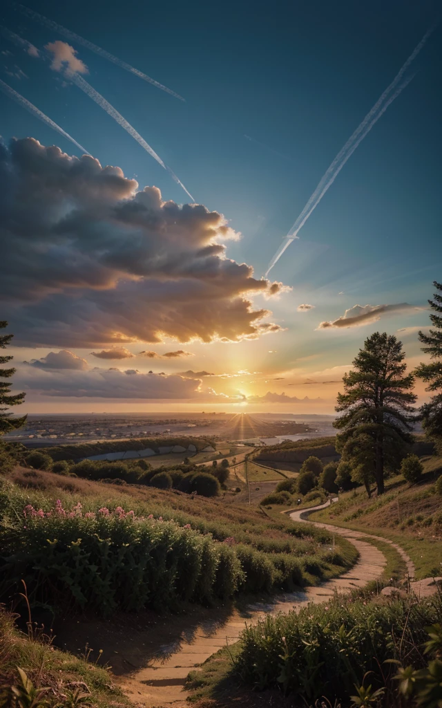 photorealistic landscape, natural landscape, naturey, Beleza Da naturey, Golden Sunset, Sky, Sky Power, Detailed Realistic Sunset, Cedars, Cedar, God's City, Heavens Realm, mountainscape, rivers of water, Sunset realism, Árvores naturey, Alone Men, man on his back, Man's Back, panorama, Alpha Male, Path to Heaven, heavenly, Detailed Realistic Image 8K, 16K Photorealistic Contrast, 8K Photorealistic Sharpness, 4K Photorealistic Cores, 16K Photorealistic Shadows, 8K Photorealistic Textures, 16K Photorealistic Texture, 4K Photorealistic Light, 4K PhotoRealism, FullHD 4K Detailed Contrast, detailed sharpness FullHD 8K, detailed sharpness FullHD 4K, detailed sharpness, 2K Detailed Colors, lifelike colors, FullHD Detailed Shadows, 4K Detailed Textures, detailed texture, padoru, Natural Beauty, chic 