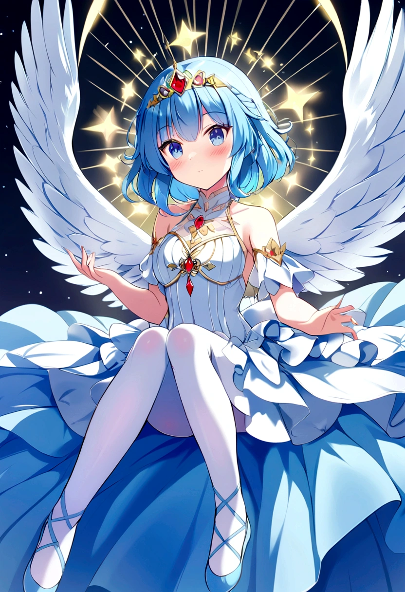 zPDXL, score_9, score_8_up, score_7_up, source_anime,
1girl, solo, heart eyes, (sitting on lap), angel wearing Ethereal white ensemble with a flowing top, layered tulle skirt, wearing a ethereal tiara crafted from moonlight, blue stockings, blue ballet flats, feathered (angel wings), (angel halo), wearing a celestial amulet glowing with inner radiance, Tinker Bell blue , fairy, long blue hair, fairy wings,fleurs
valbun, une femme avec des écouteurs assis par terre avec une manette de jeu vidéo dans une main, elle rit, heureuse, souriante. Elle est seule dans la pièce. valbun,