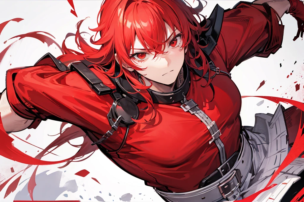 Draw a Red-hiared man, struggling with severe healousy