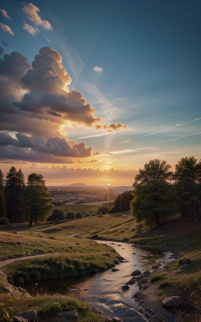 photorealistic landscape, natural landscape, naturey, Beleza Da naturey, Golden Sunset, Sky, Sky Power, Detailed Realistic Sunset, Cedars, Cedar, God's City, Heavens Realm, mountainscape, rivers of water, Sunset realism, Árvores naturey, Alone Men, man on his back, Man's Back, panorama, Alpha Male, Path to Heaven, heavenly, Detailed Realistic Image 8K, 16K Photorealistic Contrast, 8K Photorealistic Sharpness, 4K Photorealistic Cores, 16K Photorealistic Shadows, 8K Photorealistic Textures, 16K Photorealistic Texture, 4K Photorealistic Light, 4K PhotoRealism, FullHD 4K Detailed Contrast, detailed sharpness FullHD 8K, detailed sharpness FullHD 4K, detailed sharpness, 2K Detailed Colors, lifelike colors, FullHD Detailed Shadows, 4K Detailed Textures, detailed texture, padoru, Natural Beauty, chic 