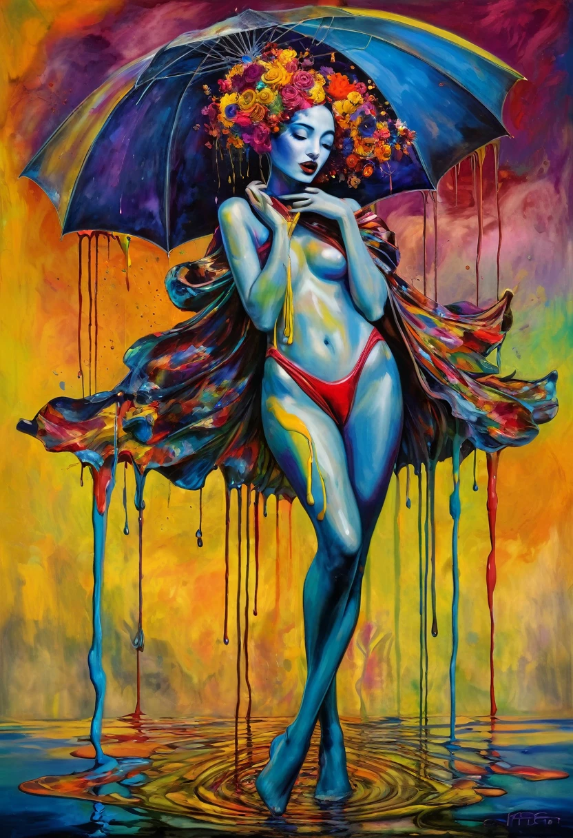 (Artistic Masterpiece of Romantic Life) ( (Themed Art of Life) ( (Conceptual Art) (NFT Exclusive) (Fauvism Work) ()”) Where visual poetry transcends traditional boundaries and embraces the dynamic interplay between creativity and technology Takes),dripping paint,darkart,style, in the style of esao andrews
