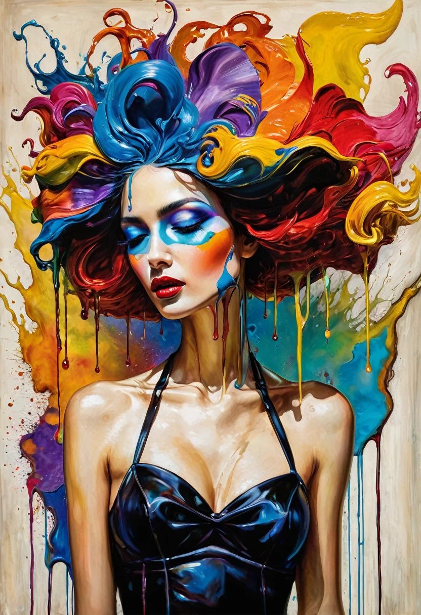 (Artistic Masterpiece of Romantic Life) ( (Themed Art of Life) ( (Conceptual Art) (NFT Exclusive) (Fauvism Work) ()”) Where visual poetry transcends traditional boundaries and embraces the dynamic interplay between creativity and technology Takes),dripping paint,darkart,style, in the style of esao andrews