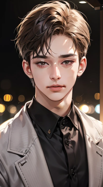 a handsome mature man, 25 years old, with a charming and calm expression, short dark brown hair swept to the right, thick eyebrows, dark eyes, a closed-mouth smile, extremely detailed face, cold smile, portrait, western, jewish, light brown skin, best quality, realistic, (best quality,4k,8k,highres,masterpiece:1.2),ultra-detailed,(realistic,photorealistic,photo-realistic:1.37)