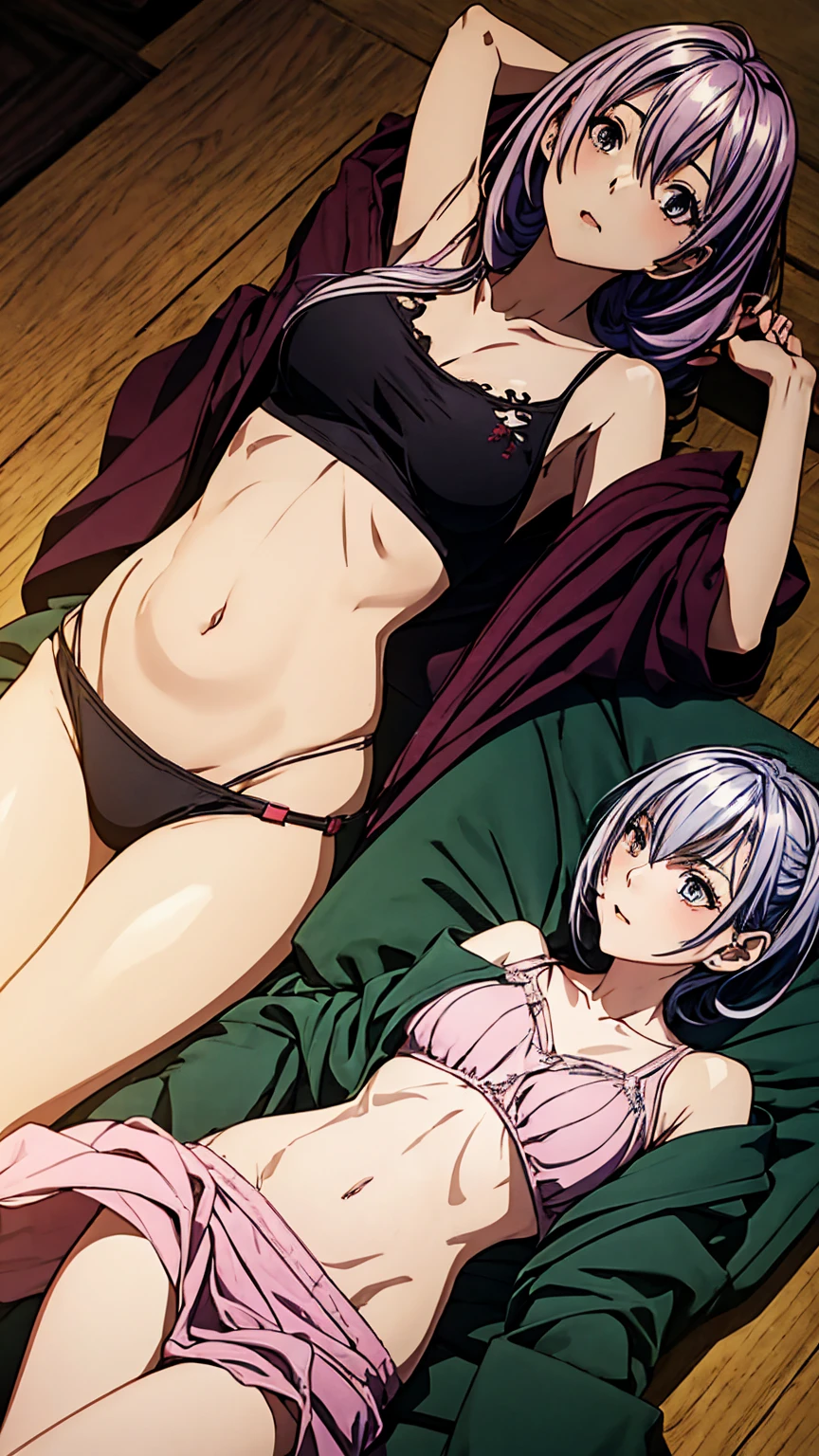 Hot Springs Inn、Super detailed、Particles of light:0.5、Beautiful Eyes、dorsal position、Mouth half open、Natural Texture、Mature slender beauty、Belly button、Slouch at the middle waist、Showing the groin、Pink nipples、Red lipstick、Pink Yukata、Lying on your back on the futon、Small breasts、Flat chest、luna (Luna) - Isekai de Cheat Skill wo Te ni Shita Ore wa, The Genjitsu World is a place for people to gather: Level Up wa Jinsei wo Kaeta (I got cheat abilities in another world、Warriors in the real world ～Leveling up has changed my life～)