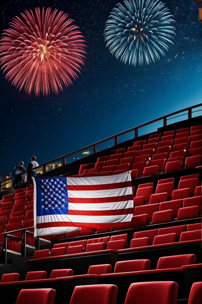 Create me an art to invite inspiring student to a US 4th of July celebration in a movie theater