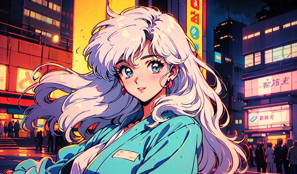 (80's, retro, city pop:1.5), (album cover), (masterpiece, best quality), (anime, illustration), (pastel colors:1.4),
best photo pose, dynamic angle,
has bluish white hair, and has a cool impression,
girl, solo, smile, perfect detail eyes, delicate face,
City Scenes, night city, tokyo, high fashion, tying hair, sea, swimwear,