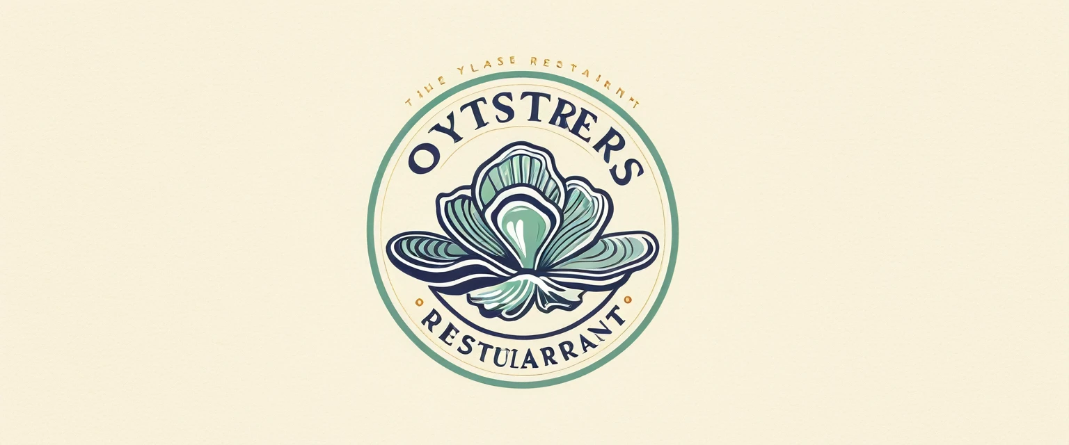 oyster restaurant logo, the logo represents an oyster, simple logo with 3 color palette , nice color combination, the logo is classic simple and chic, the logo can be easily printed on caps or polo shirts. the logo inspires confidence and makes you want to taste oysters,