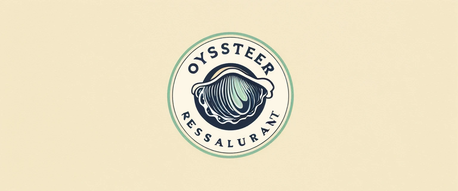 oyster restaurant logo, the logo represents an oyster, simple logo with 3 color palette , nice color combination, the logo is classic simple and chic, the logo can be easily printed on caps or polo shirts. the logo inspires confidence and makes you want to taste oysters,
