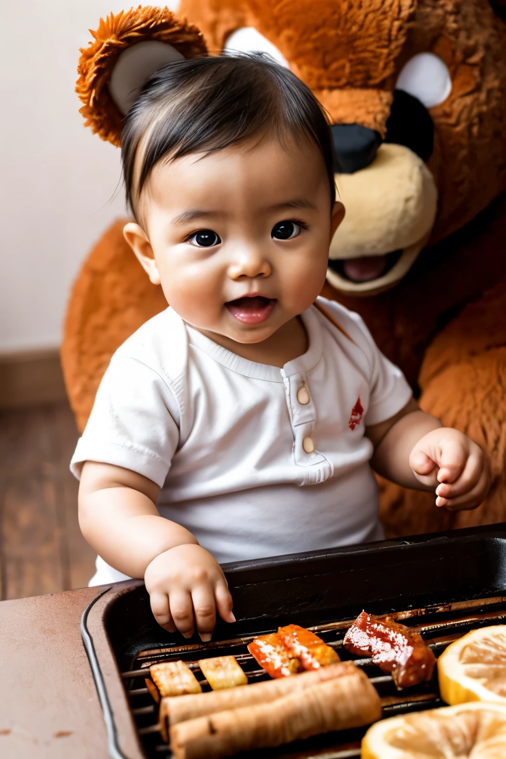chinese eating a barbecued bear