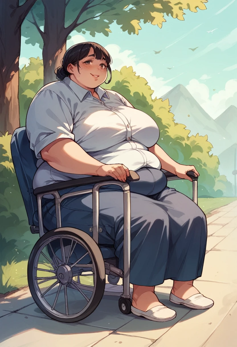 Obese woman in wheelchair