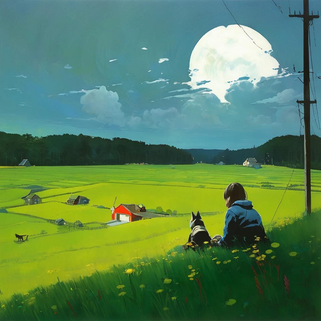 Record Cover Aphex Twin, The background color becomes softer, "Ambient Works Collection Vol... 4", acrylic painting, Trending on Pixiv Fanbox, Palette knife and brush, Makoto Shinkai's Style Jamie Wyeth James Gilliard Edward Hopper Greg Ratkowski Studio Ghibli Genshin Impact