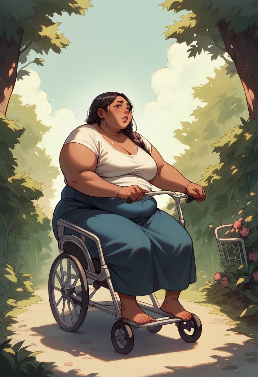 Very obese black woman in wheelchair