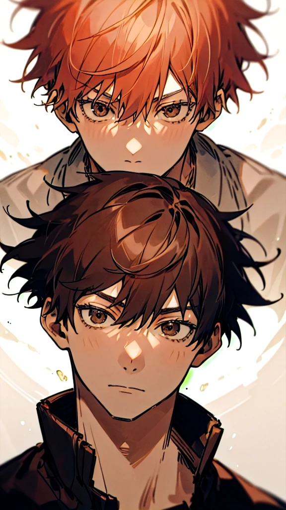 1 man,portrait,Satoru Gojo,pale red hair,short hair,hair between eyes,Brown eyes,black eyelashes, relaxed facial expression