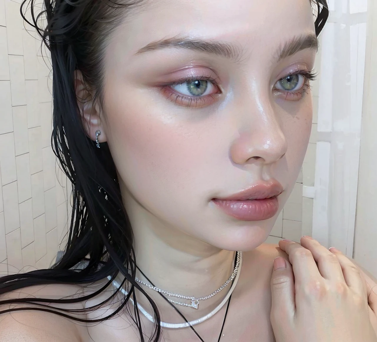 Beautiful beautiful woman with beautiful lips and beautiful eyes.
