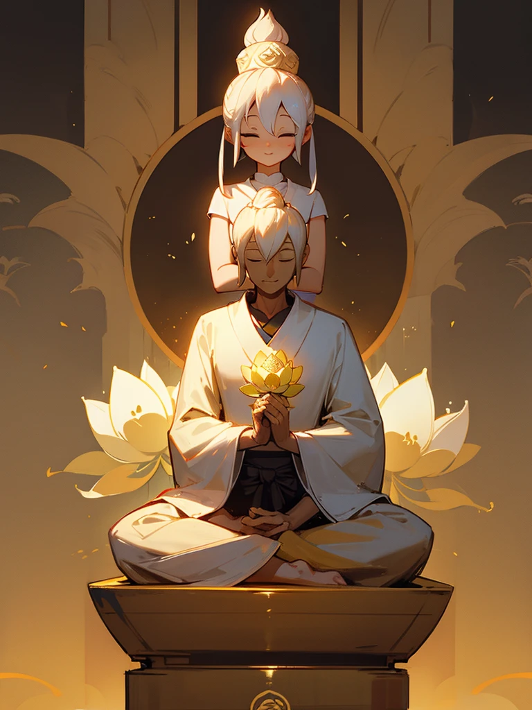 Golden Buddha Cute Zen Lotus Flower