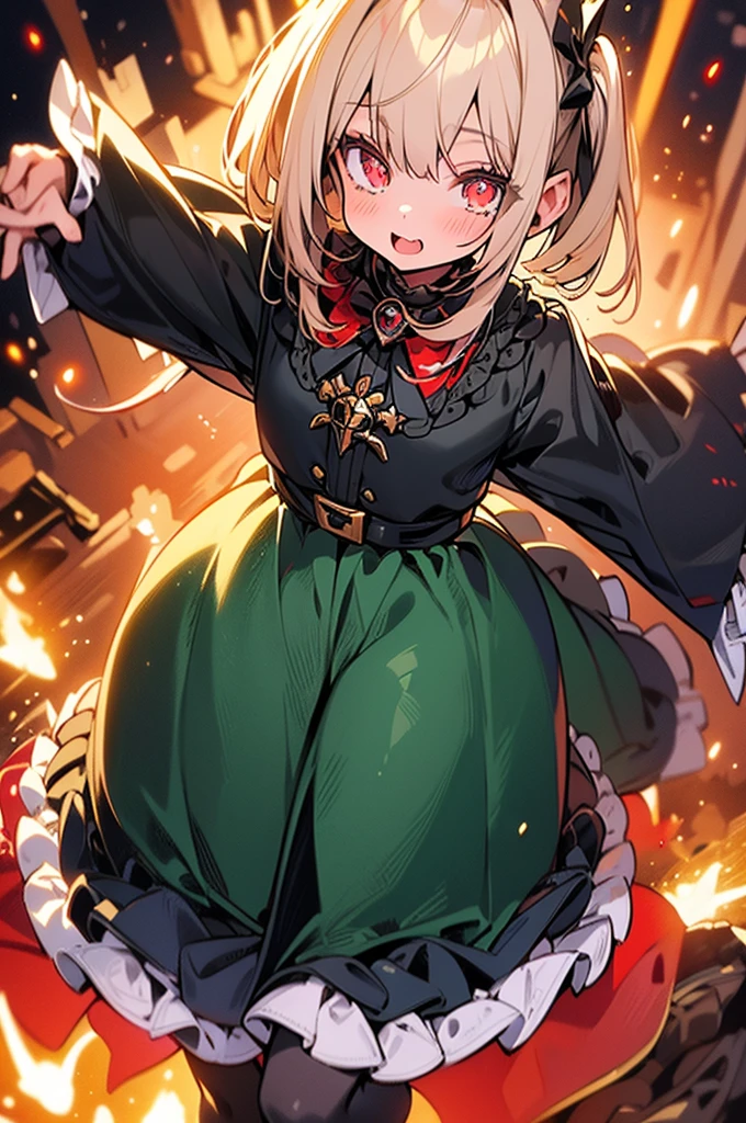 Masterpiece, Best quality, 1girll, Solo, Nahida_Genshin, cross-shaped pupils, Maid outfit, Green cape, standing