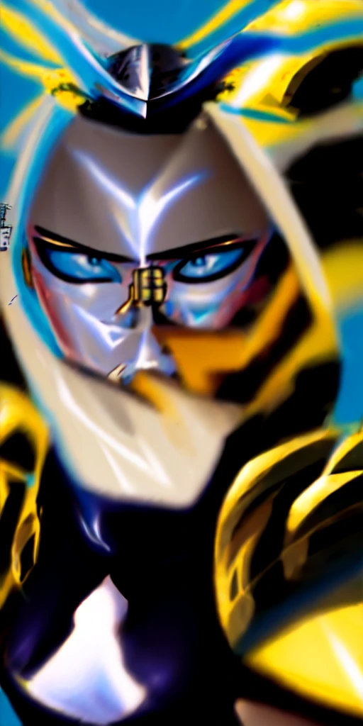 1 girl, hourglass body, body filled in the right parts, normal eye, perfect lighting, dark hair, slickedback hair, long hair, jade eyes, side lighting, face detailed, shining skin, brunette skin, simple background, darkness background, futuristic costume, Bright costume, made from a deep blue metallic material with silver luminous patterns, a fitted and aerodynamic design, standing out for its elegance and sophistication, anime styling, My Hero Academia traits