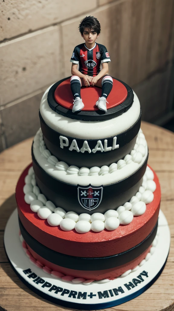 Create a São Paulo football team cake topper, with the name Adriel and at the of 14.