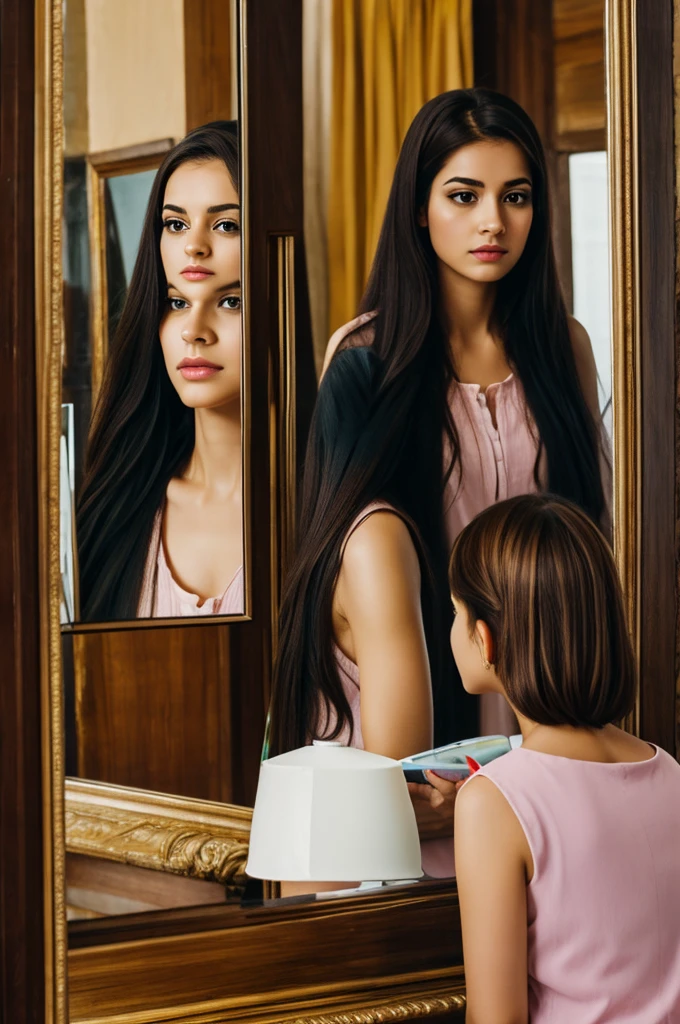 Reflection woman mirror painting