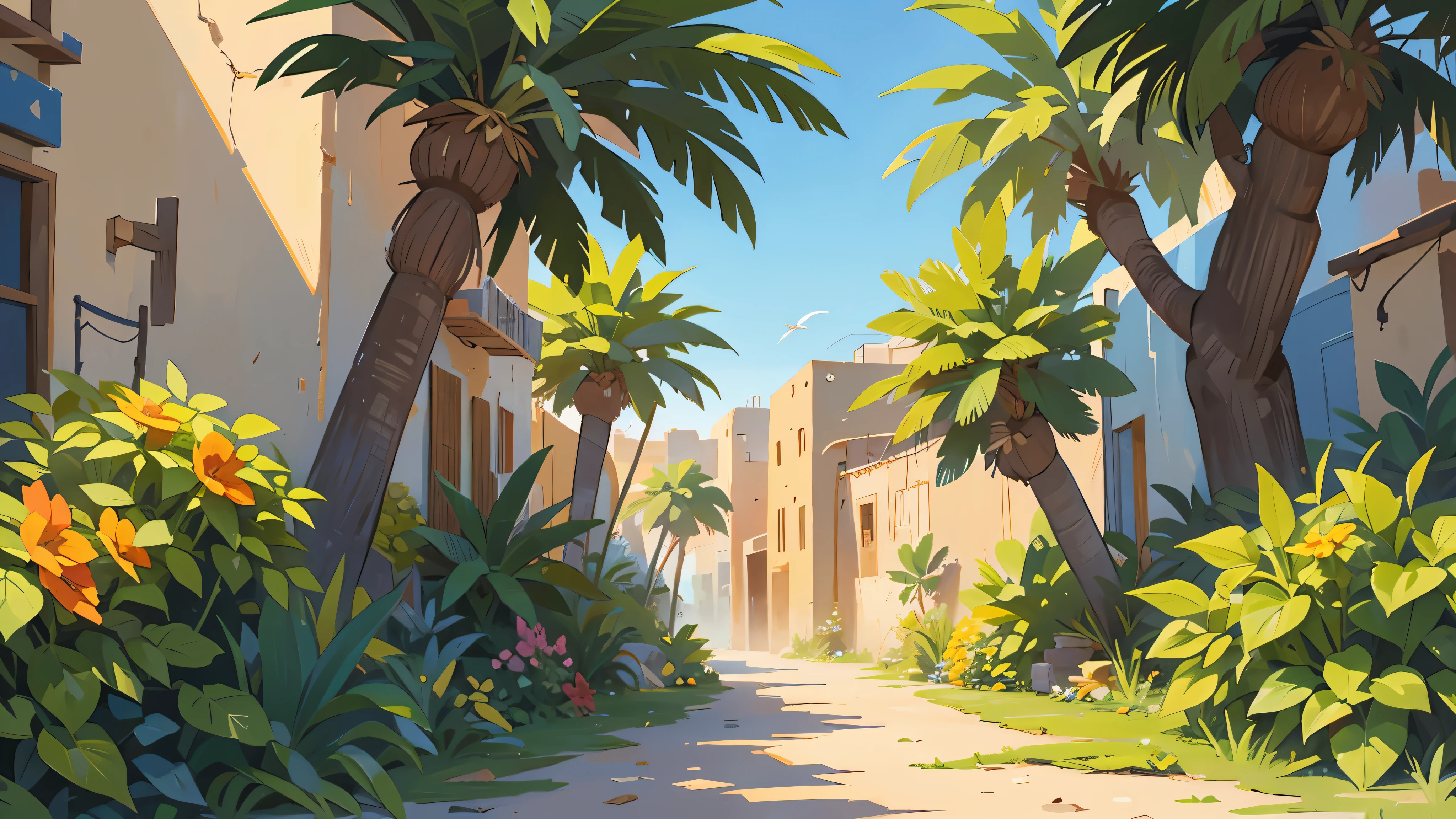 paisaje, City of Jericho ,epic biblical representation, some plants, bright sunny