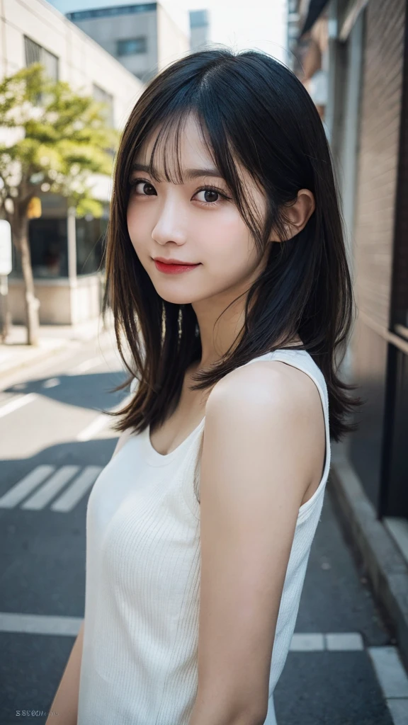 Random pose, Mix 4, (8K, Raw photo, highest quality, masterpiece: 1.45), (real, photorealistic: 1.37), one girl, cute small, smiling, Tokyo, urban landscape, natta, professional lighting, mundane, park, photon mapping, radiosity, physically based rendering, gradient black hair, white hair, straight short bob cut, gal, handsome, age girl, summer clothes, summer outfit, highest quality photo, high resolution, 1080P, (clear face), (detailed face description), (detailed hand description), (masterpiece), vivid, extreme light and shadow, disheveled hair, masterpiece, rich in detail, (detailed facial features), (highest quality photo), (masterpiece), (detailed eyes), looking straight ahead, detailed collarbone, focus on armpit.