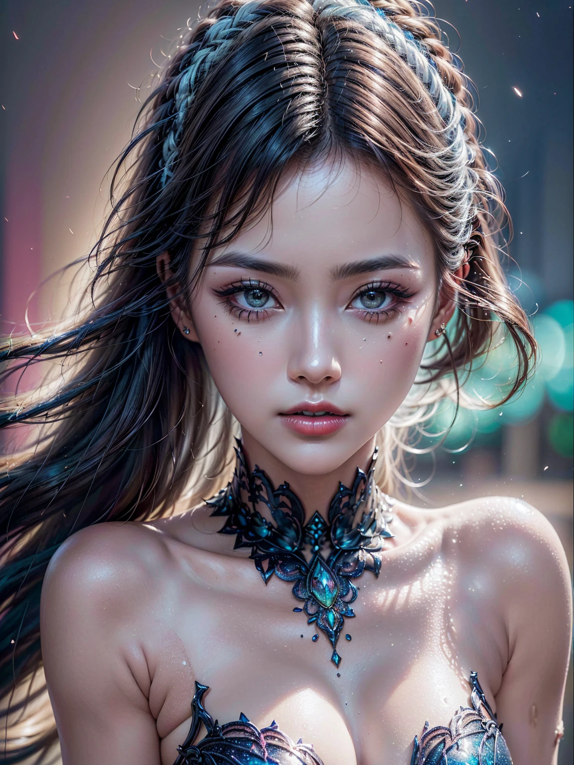 (absurd quality,16k,32k,highres,masterpiece:1.2),(realistic,photorealistic,photo-realistic:1.37), body painting art, multiple colors, intricate detail, splash screen, fluid paints, (in a bright and colorful world:1.3),