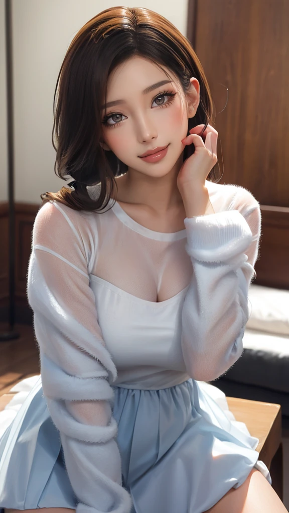 looking at viewer,high school girl,leaning forward,(random cute clothes),(random Lively pose),(Thin type),(large breasts),(random hairstyle),(Highest image quality, (8K), Ultra-realistic, Best Quality, High quality, High Definition, high quality texture, high detailing, Beautiful detailed, fine detailed, extremely details CG, Detailed texture, realistic representation of face, masterpiece, presence)