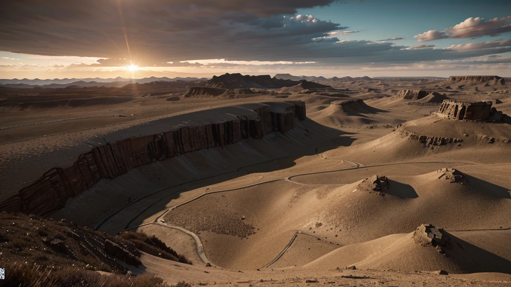 a desolate, whipped landscape from the 2016 video game Doom 