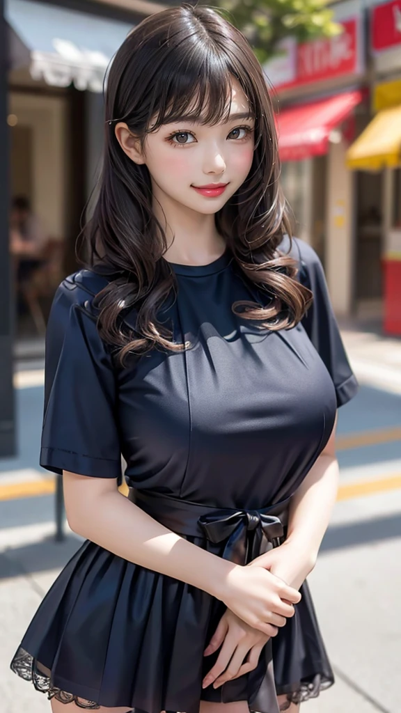 looking at viewer,high school girl,leaning forward,(random cute clothes),(random Lively pose),(Thin type),(large breasts),(random hairstyle),(Highest image quality, (8K), Ultra-realistic, Best Quality, High quality, High Definition, high quality texture, high detailing, Beautiful detailed, fine detailed, extremely details CG, Detailed texture, realistic representation of face, masterpiece, presence)