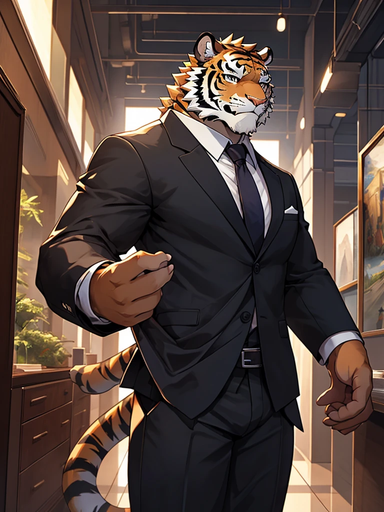 (masterpiece, best quality, super detailed, advanced details, highest quality, high resolution, 8K) tiger furry with a classic business suit
