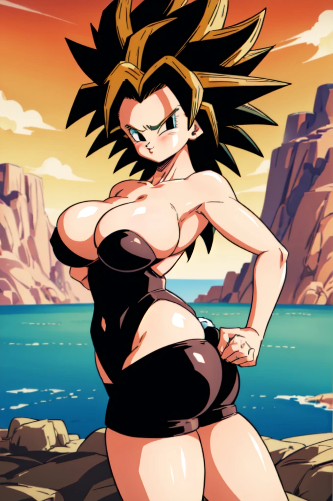 ultra detailed, masterpiece, best quality, solo, soft smile, light smile, Caulifla, Dragon Ball,
1girl, black eyes, black hair, long hair, sexy bunny costume, playboy, big breast, big ass, neck red moño, confused face expresion, sin imperfecciones, dibujo perfecto,