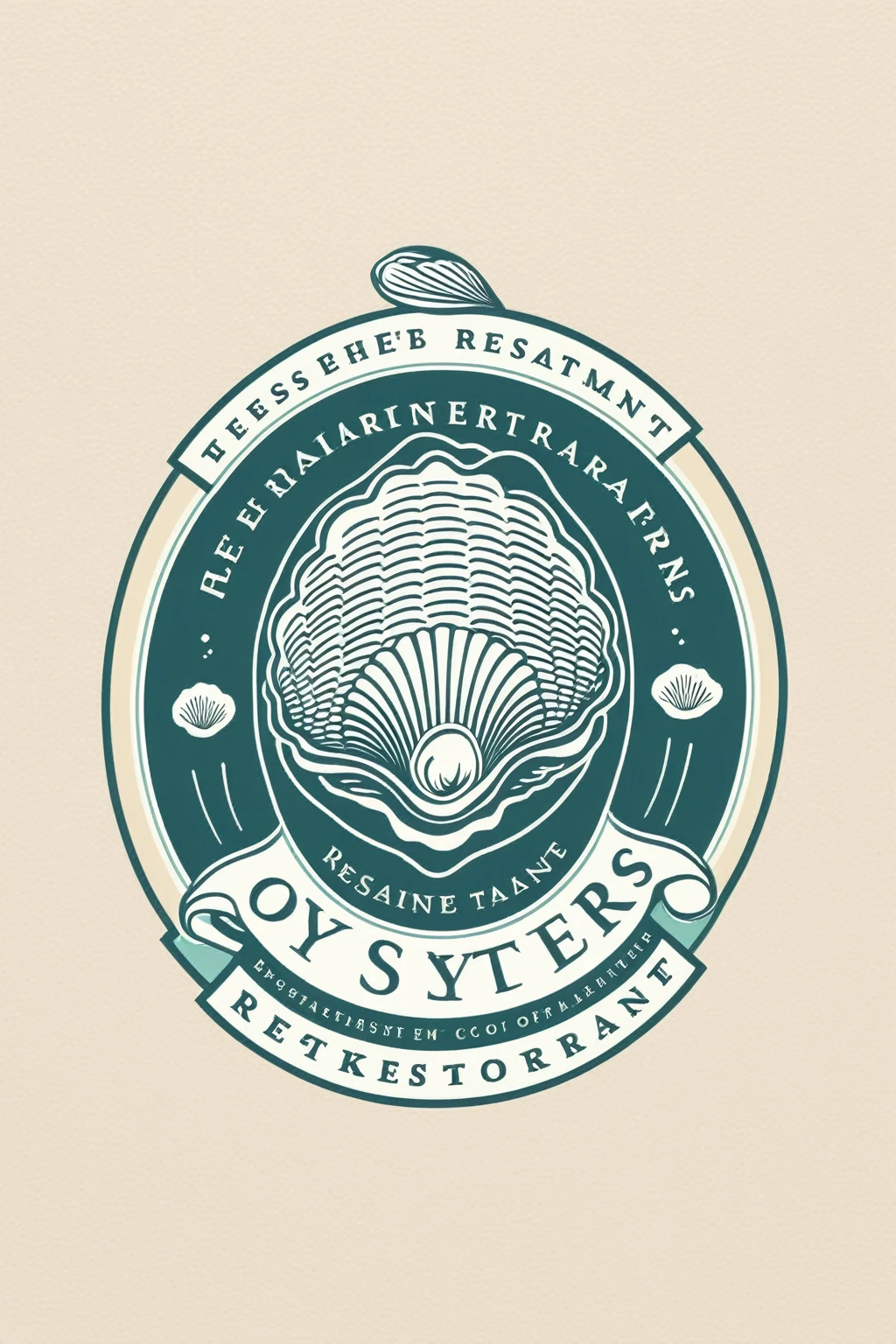 oyster restaurant logo, the logo represents an oyster, simple logo with 3 color palette , nice color combination, the logo is classic simple and chic, the logo can be easily printed on caps or polo shirts. the logo inspires confidence and makes you want to taste oysters,