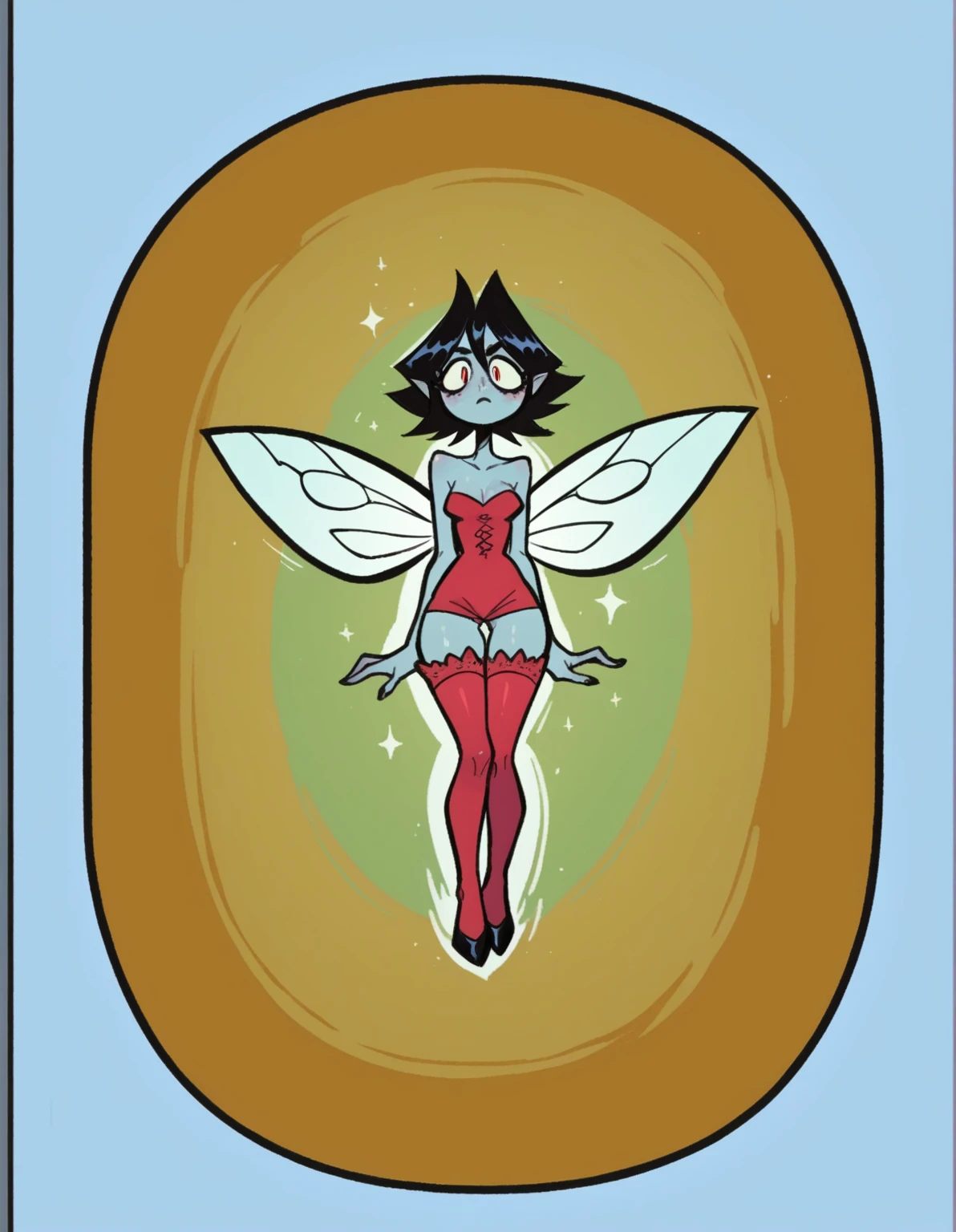 Red Fairy,red stocking ,long black hair