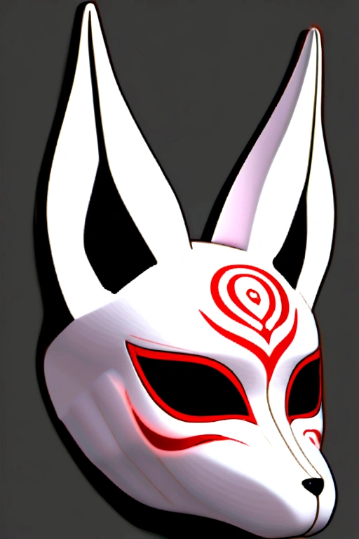 3d kitsune mask