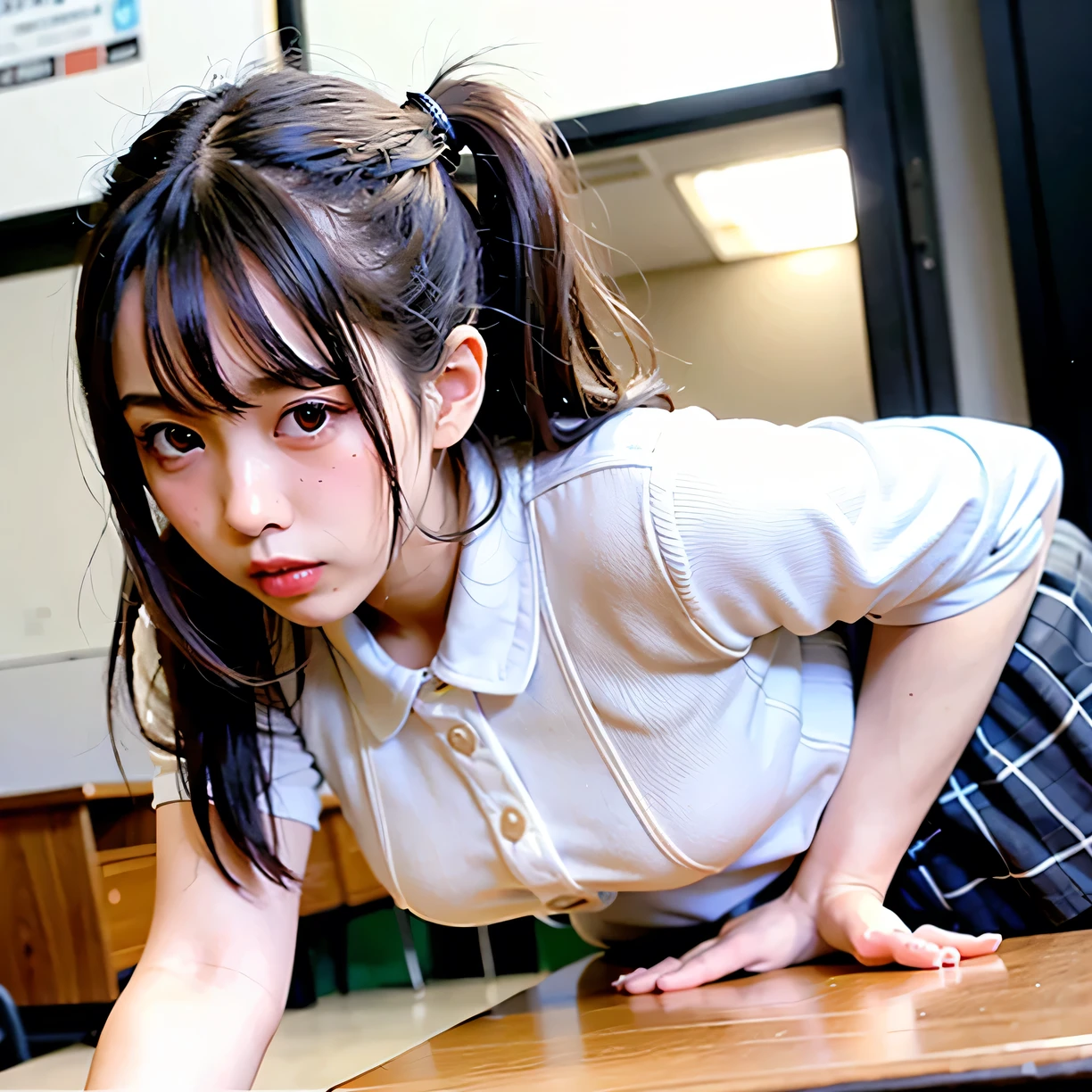 1 school girl having unprotected intercourse with 40 years old man, in classroom