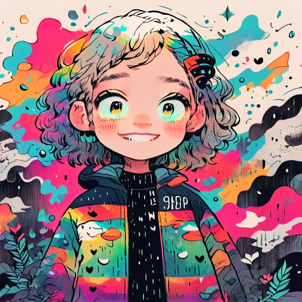 A smiling girl dancing in the rain, zentangle art, beautiful detailed eyes, beautiful detailed lips, extremely detailed eyes and face, long eyelashes, portrait, dynamic pose, wet clothes, rain drops, colorful umbrella, whimsical, atmospheric lighting, vibrant colors, detailed background, fantasy, magical realism, photorealistic, 8K, highest quality, masterpiece