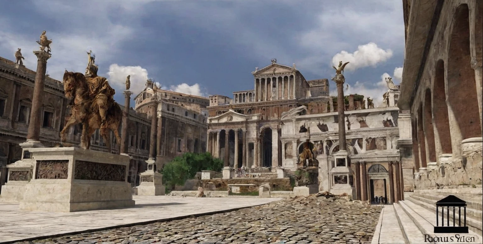 people are standing in a courtyard in front of a building, in a city with a rich history, rome in background, city ruins in the background, rome, ruins in the background, roma, by Pogus Caesar, 🪔 🎨;🌞🌄, seen from afar, 🕹️ 😎 🔫 🤖 🚬, rome backdrop, ancient rome