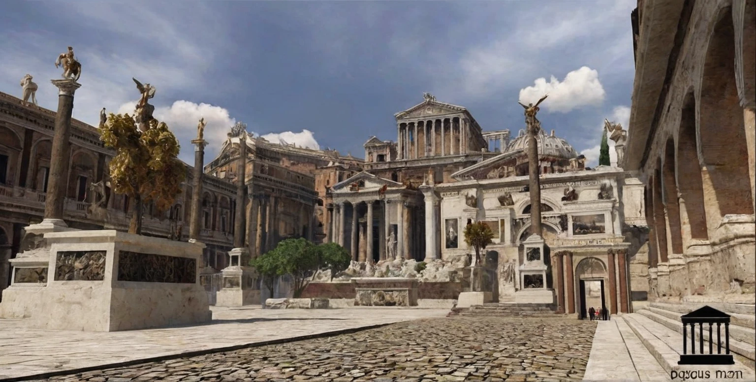 people are standing in a courtyard in front of a building, in a city with a rich history, rome in background, city ruins in the background, rome, ruins in the background, roma, by Pogus Caesar, 🪔 🎨;🌞🌄, seen from afar, 🕹️ 😎 🔫 🤖 🚬, rome backdrop, ancient rome