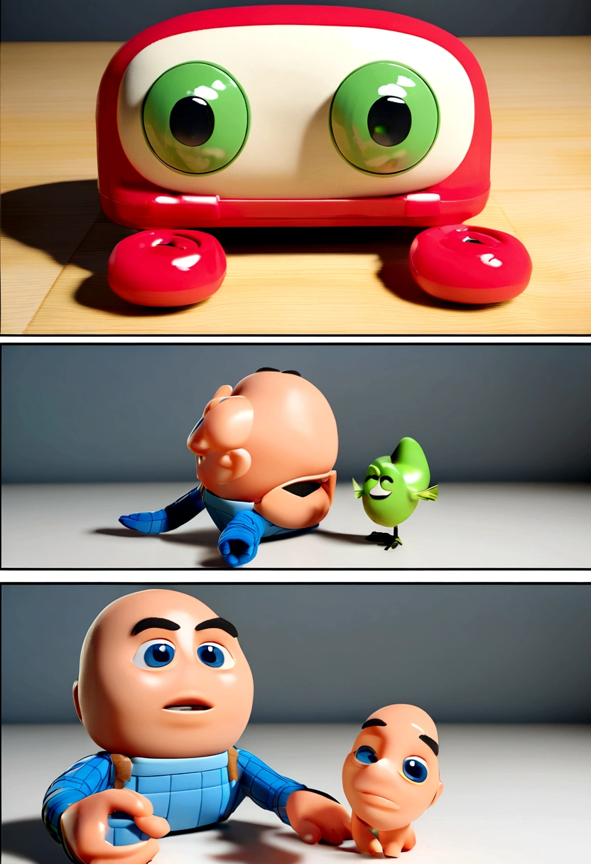 comic, pixar, 3d model, phone with suspicious blocked user