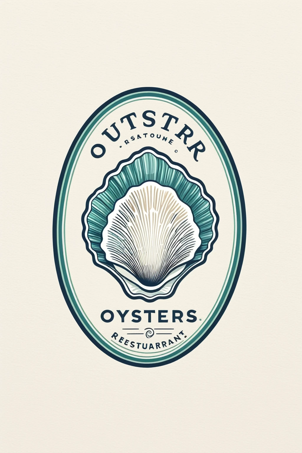 oyster restaurant logo, the logo represents a realistic oyster , simple logo with 3 color palette , nice color combination, the logo is classic simple and chic, the logo can be easily printed on caps or polo shirts. the logo inspires confidence and makes you want to taste oysters,