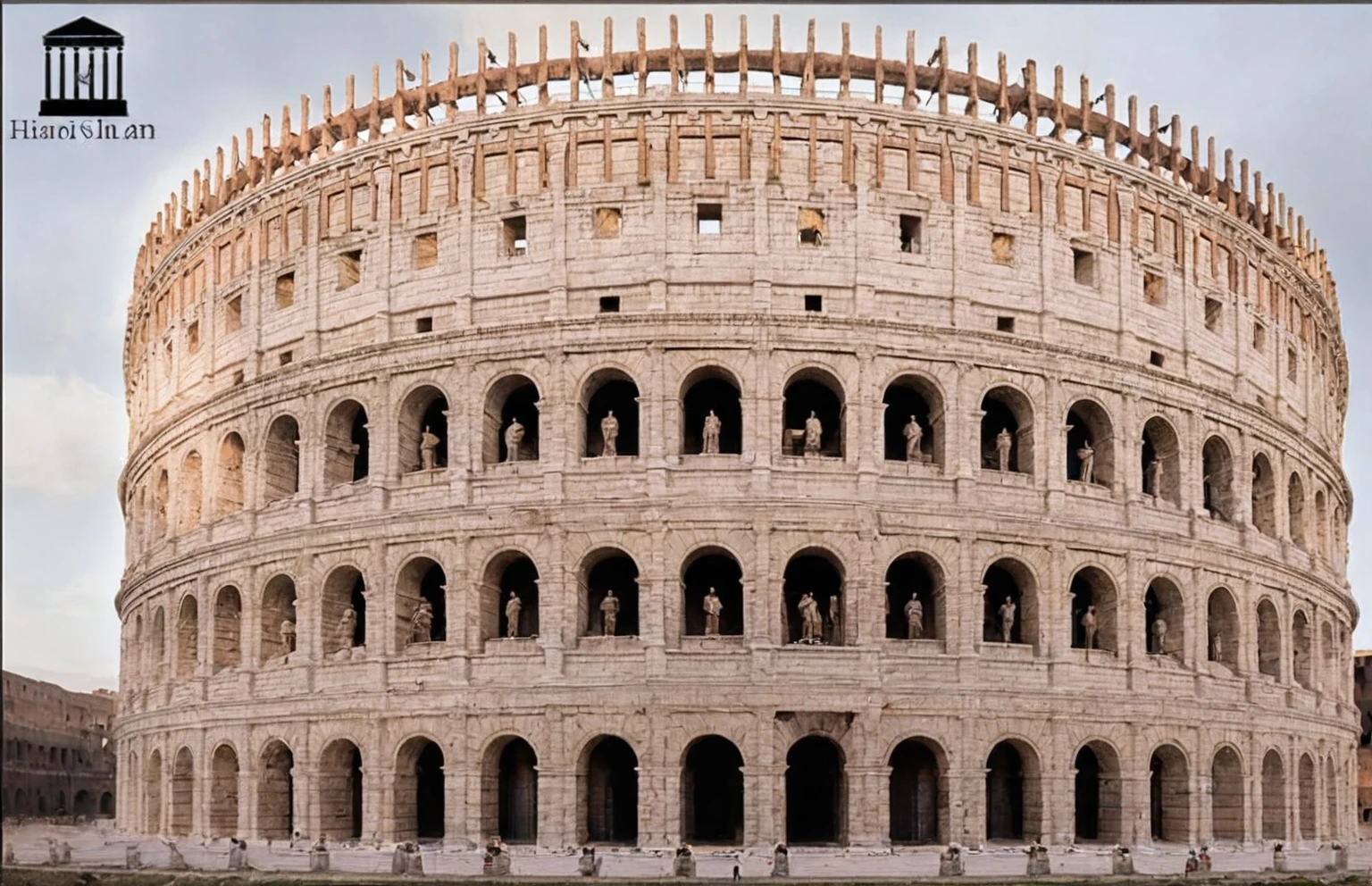 arafed view of a large building, colosseo, colosseum, roman coliseum, roman architecture, coliseum of rome, roma, in a city with a rich history, coliseum, rome, ancient rome, old roman style, roman style, roman historic works, monumental structures, ancient roman style, roman monuments