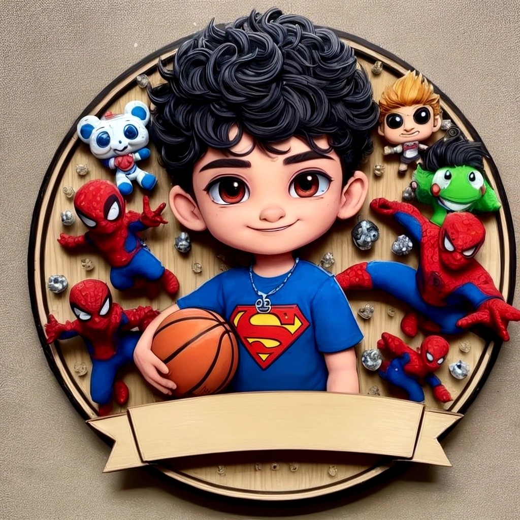 there is a photo of Ravi with a basketball and many other toys, shorth hair, light hair, cartoon artwork style, hand painted cartoon artwork style, in cartoon style, cute detailed art, highly detailed 8K ❤🔥 🔥 💀 🤖 🚀, 3d cartoon, anime 3 d art, cartoon artworkstyle, cartoon artwork, super detailed detail, Cute cartoon style, high quality fanart