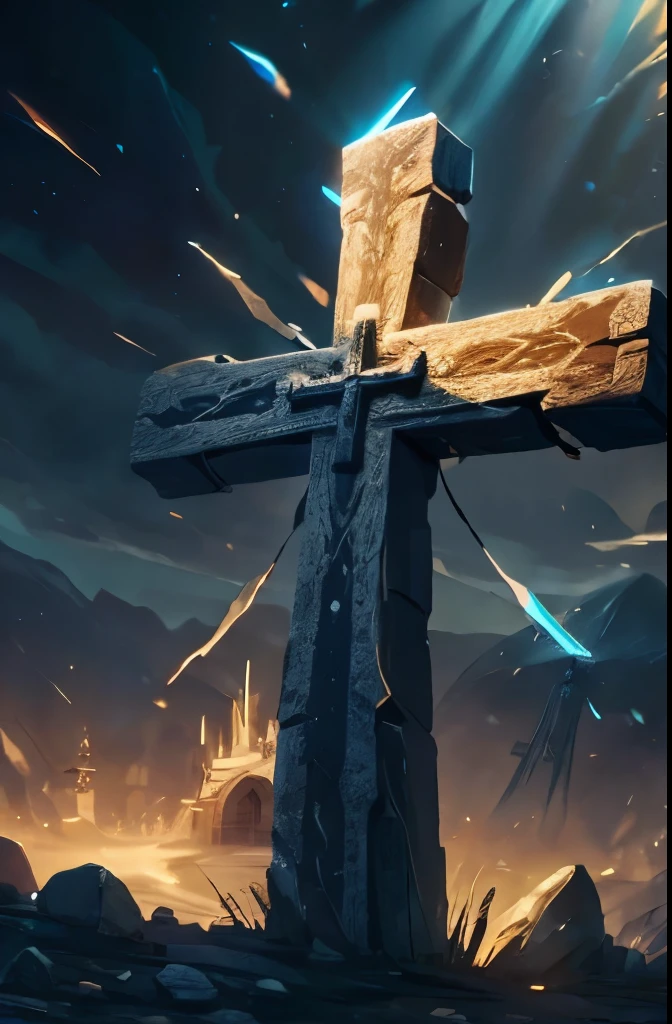 Big cross made of rocks 