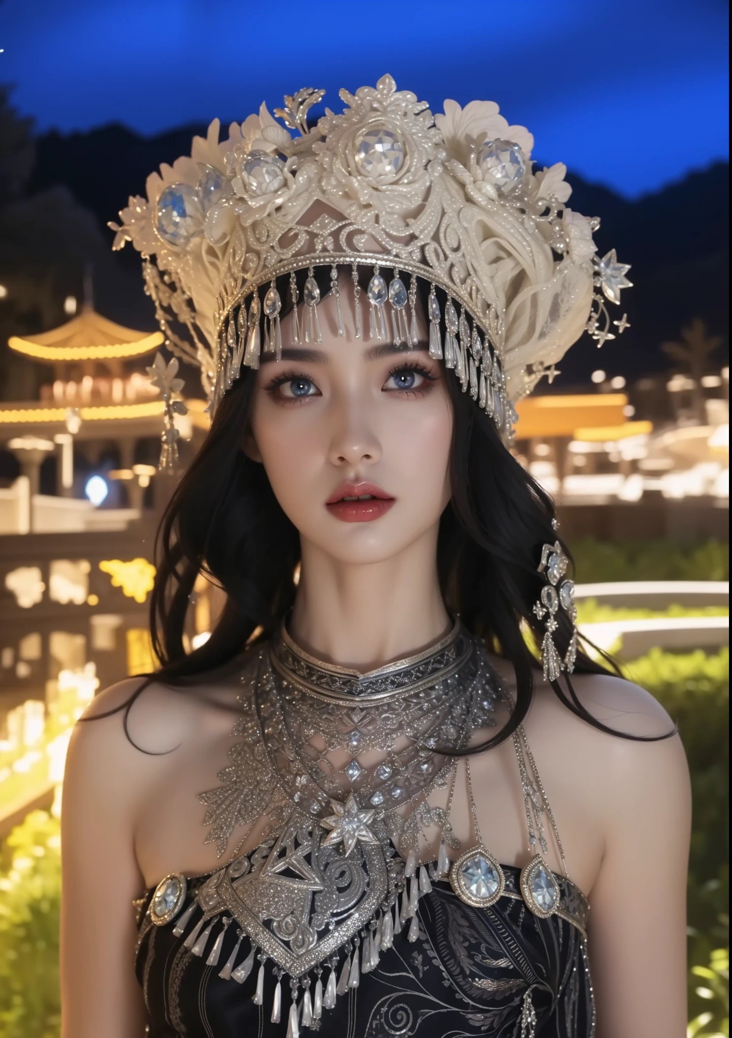 Royal sisters,Exquisite eyes,Frozen queen,Put the crown on your head,Detailed facial expressions body,tall and big,Glamorous characters,Leg length,4K,HD,The look,White translucent lace,白皙Full figure,Little cherry mouth,Beautiful and lovely,Full figure,Glossy Gel Coat,Vampire Queen in luxurious gown,Have a tattoo(Intricate tattoo designs),The tattoo is very three-dimensional,Ice Princess,Rich facial details,Eyes are blue(Pupils as deep as the starry sky),Gorgeous silk(Silky reflective),Wear dark red lipstick,Gorgeous clothing,