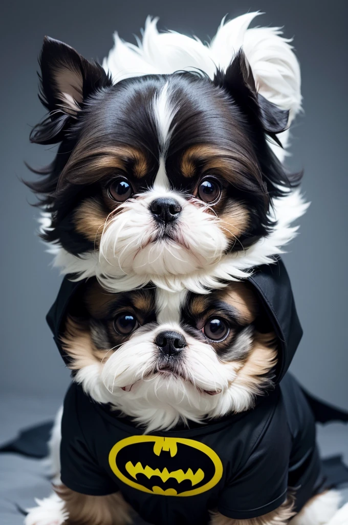 shihtzu in cartoon costume as batman