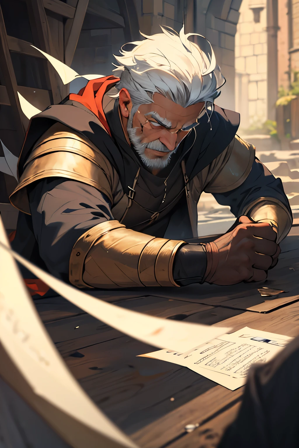 ((best qualityer)), ((work of art)), (detailded), 1 OLD MAN, magician, few scars, medieval world, facing the front, bravo, fighting with boss
