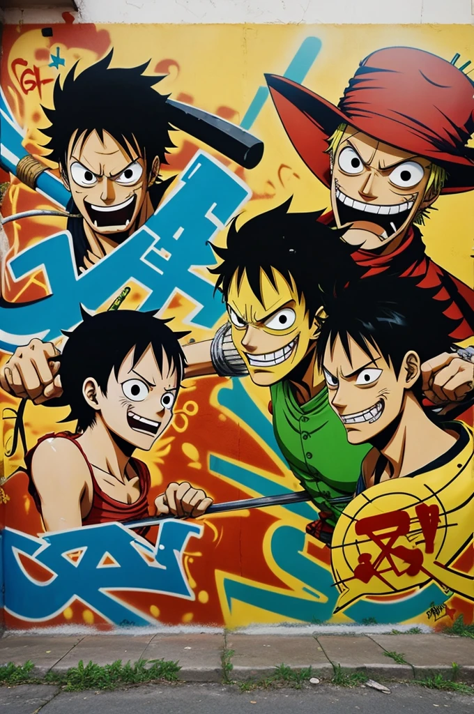 Graffiti with zoro luffy and sanji